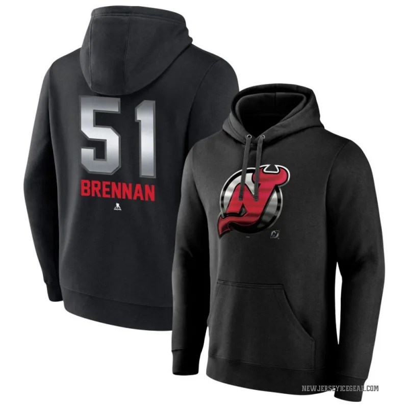 Tyler Brennan Men's Black New Jersey Devils Branded Midnight Mascot Logo Pullover Hoodie