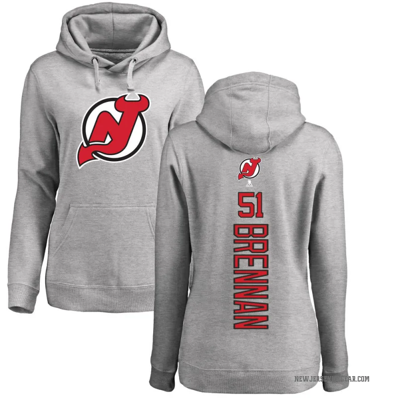 Tyler Brennan Women's New Jersey Devils Branded Ash Backer Pullover Hoodie
