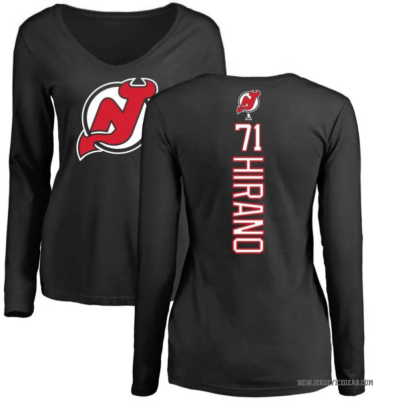 Yushiroh Hirano Women's Black New Jersey Devils Backer Long Sleeve T-Shirt -