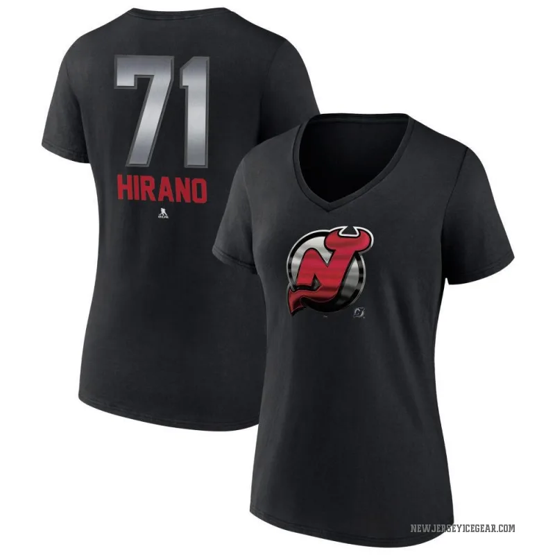 Yushiroh Hirano Women's Black New Jersey Devils Midnight Mascot Logo V-Neck T-Shirt