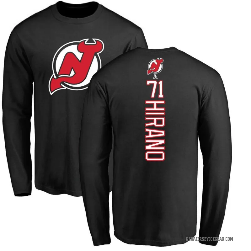 Yushiroh Hirano Youth Black New Jersey Devils Backer Long Sleeve T-Shirt -